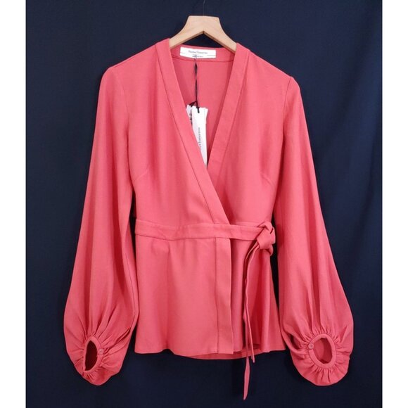 Another Tomorrow Lantern Sleeve Wrap Sample Blouse - Sm - NWT